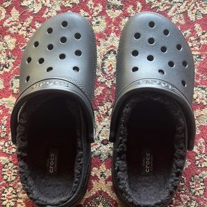 Black Crocs with fur